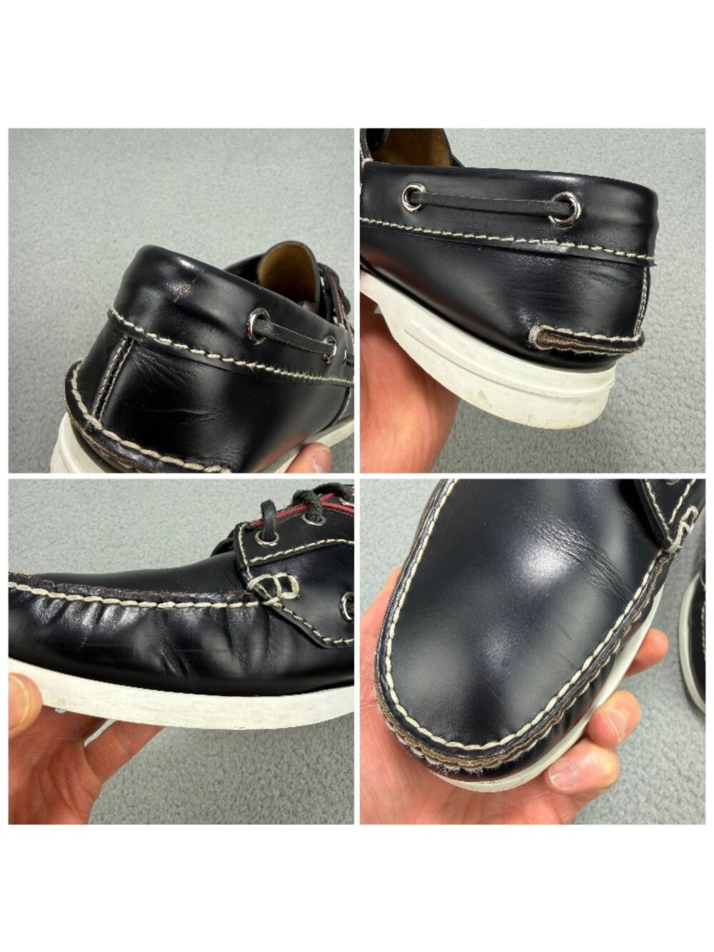 Prada Boat Shoes Men 11 / UK 10 Black Brushed Spazzolato Leather Lace Up Loafers - Picture 14 of 14